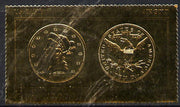 Staffa 1980 US Coins (1870 Eagle $10 coin both sides) on £8 perf label embossed in 22 carat gold foil (Rosen 896) unmounted mint