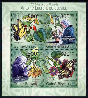 Guinea - Bissau 2011 75th death Anniversary of Antoine Laurent de Jussieu (botanist) perf sheetlet containing 4 values unmounted mint
