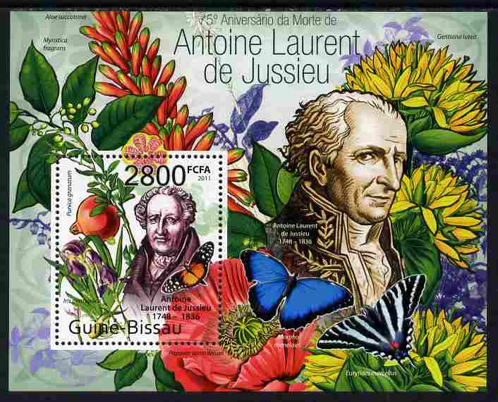 Guinea - Bissau 2011 75th death Anniversary of Antoine Laurent de Jussieu (botanist) perf m/sheet #1 unmounted mint