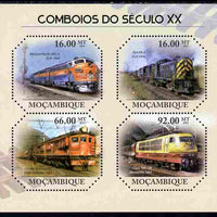 Mozambique 2011 20th Century Trains perf sheetlet containing 4 values unmounted mint