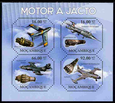 Mozambique 2011 Jet Aircraft perf sheetlet containing 4 values unmounted mint