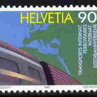 Switzerland 1992 Centenary of International Rail Carriage 90c unmounted mint SG 1256