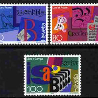 Switzerland 1994 Books & the Press Exhibition perf set of 3 unmounted mint SG 1277-79