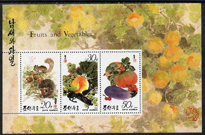 North Korea 1993 Fruit & Vegetables m/sheet #2 (20w, 30w & 50w values) unmounted mint