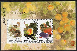 North Korea 1993 Fruit & Vegetables m/sheet #2 (20w, 30w & 50w values) unmounted mint