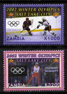 Zambia 2002 Salt Lake City Winter Olympic Games perf set of 2 unmounted mint SG 881-2