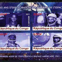 Congo 2011 50th Anniv of First Man in Space - USA #01 perf sheetlet containing 4 values unmounted mint