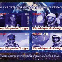 Congo 2011 50th Anniv of First Man in Space - USA #01 imperf sheetlet containing 4 values unmounted mint
