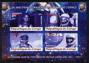 Congo 2011 50th Anniv of First Man in Space - USA #01 imperf sheetlet containing 4 values unmounted mint