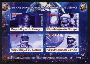 Congo 2011 50th Anniv of First Man in Space - USA #01 imperf sheetlet containing 4 values unmounted mint