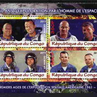 Congo 2011 50th Anniv of First Man in Space - USA #02 perf sheetlet containing 4 values unmounted mint