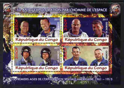 Congo 2011 50th Anniv of First Man in Space - USA #02 perf sheetlet containing 4 values unmounted mint