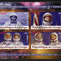 Congo 2011 50th Anniv of First Man in Space - USA #03 perf sheetlet containing 4 values fine cto used