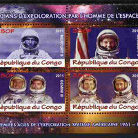 Congo 2011 50th Anniv of First Man in Space - USA #03 perf sheetlet containing 4 values unmounted mint