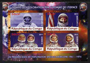 Congo 2011 50th Anniv of First Man in Space - USA #03 imperf sheetlet containing 4 values unmounted mint