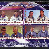 Congo 2011 50th Anniv of First Man in Space - USA #04 imperf sheetlet containing 4 values unmounted mint