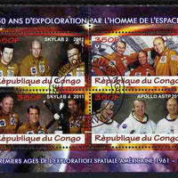 Congo 2011 50th Anniv of First Man in Space - USA #05 perf sheetlet containing 4 values fine cto used
