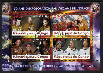 Congo 2011 50th Anniv of First Man in Space - USA #05 perf sheetlet containing 4 values fine cto used
