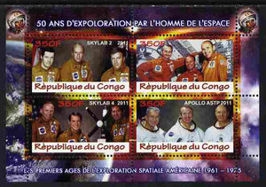 Congo 2011 50th Anniv of First Man in Space - USA #05 perf sheetlet containing 4 values unmounted mint