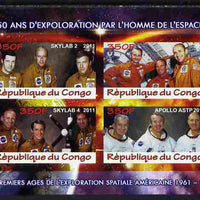 Congo 2011 50th Anniv of First Man in Space - USA #05 imperf sheetlet containing 4 values unmounted mint