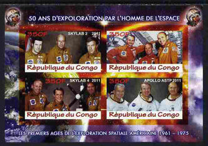 Congo 2011 50th Anniv of First Man in Space - USA #05 imperf sheetlet containing 4 values unmounted mint