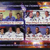 Congo 2011 50th Anniv of First Man in Space - USA #06 perf sheetlet containing 4 values unmounted mint