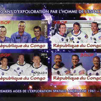 Congo 2011 50th Anniv of First Man in Space - USA #06 imperf sheetlet containing 4 values unmounted mint