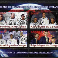 Congo 2011 50th Anniv of First Man in Space - USA #07 perf sheetlet containing 4 values fine cto used