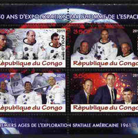 Congo 2011 50th Anniv of First Man in Space - USA #07 perf sheetlet containing 4 values unmounted mint