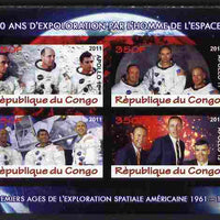 Congo 2011 50th Anniv of First Man in Space - USA #07 imperf sheetlet containing 4 values unmounted mint