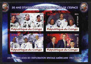 Congo 2011 50th Anniv of First Man in Space - USA #07 imperf sheetlet containing 4 values unmounted mint