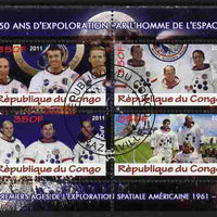 Congo 2011 50th Anniv of First Man in Space - USA #08 perf sheetlet containing 4 values fine cto used