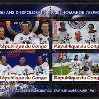 Congo 2011 50th Anniv of First Man in Space - USA #08 perf sheetlet containing 4 values unmounted mint