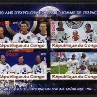 Congo 2011 50th Anniv of First Man in Space - USA #08 imperf sheetlet containing 4 values unmounted mint