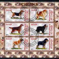 Congo 2011 Dogs perf sheetlet containing 6 values fine cto used