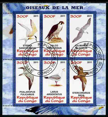 Congo 2011 Sea Birds perf sheetlet containing 6 values fine cto used
