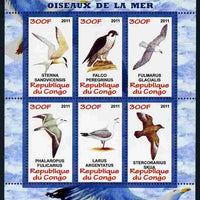 Congo 2011 Sea Birds perf sheetlet containing 6 values unmounted mint