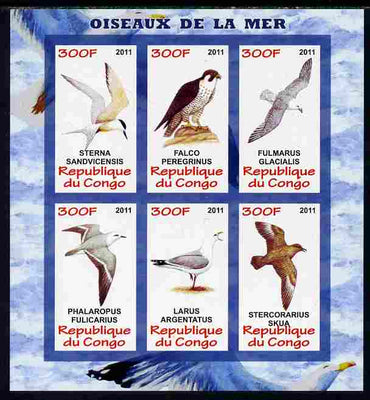 Congo 2011 Sea Birds imperf sheetlet containing 6 values unmounted mint