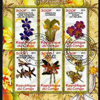 Congo 2011 Orchids perf sheetlet containing 6 values fine cto used