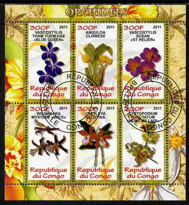 Congo 2011 Orchids perf sheetlet containing 6 values fine cto used