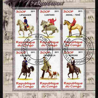 Congo 2011 Horses perf sheetlet containing 6 values fine cto used
