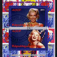 Congo 2011 Marilyn Monroe perf sheetlet containing 2 values fine cto used