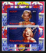 Congo 2011 Marilyn Monroe perf sheetlet containing 2 values fine cto used