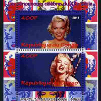 Congo 2011 Marilyn Monroe perf sheetlet containing 2 values unmounted mint