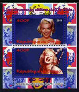 Congo 2011 Marilyn Monroe perf sheetlet containing 2 values unmounted mint