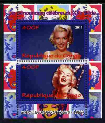 Congo 2011 Marilyn Monroe perf sheetlet containing 2 values unmounted mint
