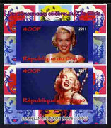 Congo 2011 Marilyn Monroe imperf sheetlet containing 2 values unmounted mint