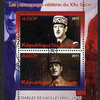 Congo 2011 Charles de Gaulle perf sheetlet containing 2 values fine cto used