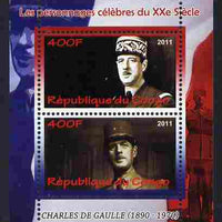Congo 2011 Charles de Gaulle perf sheetlet containing 2 values unmounted mint