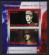 Congo 2011 Charles de Gaulle perf sheetlet containing 2 values unmounted mint